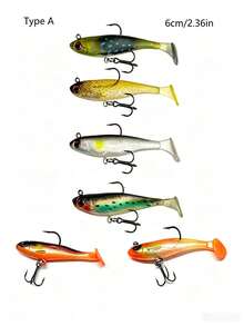 GOTURE T-Tail Lead Fish Soft Lure, 6-Color Mixed Design, Built-In Lead Weight + T-Tail High-Frequency Turbulence Design, 3D Realistic Fish Eyes + Tear-Resistant PVC Material, Suitable For Lakes, Rivers And Freshwater Environments, Widely Used For Fishing Trout, Bass - Multicolor - View 8