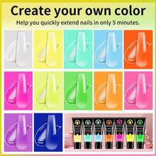Polyurethane Extended Gel Nail Art Set, Long-Lasting Semi-Permanent, 12-Color Nude Skin Tone Pastel Rainbow Series, DIY French Manicure Design Nail Polish, Home Salon Beauty Gift Box - Multicolor - View 3