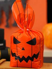 30/1pc Halloween Bunny Ear Gift Bag, Featuring Pumpkin, Ghost, And Bat Designs. Suitable For Halloween, Themed Party Gift Wrapping, Surprise Party Decorations, Holiday Party Favors, Small Item Storage, And Home Decor - One Size Fits All - View 7