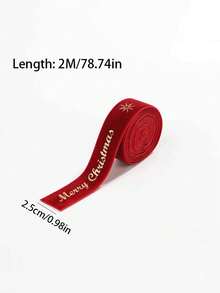 2pcs/2m Gold Merry Christmas Printed Ribbon, Luxury Metallic Fabric Satin Ribbon, Suitable For Gift Wrapping, Christmas Tree Decoration And DIY Bows, Holiday Craft Decoration Ribbon, Christmas Tree Decoration Ribbon, Gift Decoration Satin Ribbon, Christmas Wrapping Accessories - Christmas - View 8