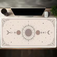 A Large Gaming Mouse Pad Featuring A Beige Background And A Sun, Moon, And Stars Pattern-Perfect As A Gift For Christmas Or Halloween. This Stylish Mat Serves As Both A Mouse Pad And A Desk Mat. - Multicolor - View 9
