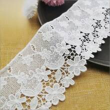 1碼鏤空刺繡蕾絲飾邊，水溶性花卉蕾絲，刺繡蕾絲服飾配件，衣物與家居紡織裝飾 - 白色 - 查看 1