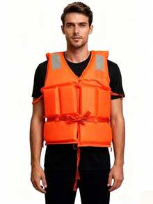 1pc Professional Thickened Split Life Jacket, High Buoyancy Adult Model, Suitable For Swimming, Fishing, Boating, Flood Protection, Portable Life Jacket For Teens, Beach Essential, Beach Accessory, Swim Ring - Multicolor - View 2