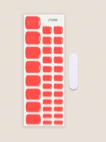 Solid Color Gel Toe Nail Stickers Waterproof European & American Minimalist UV Cured Gel Nail Wraps - Red - View 2