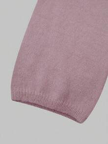 Vintage, Elegant, Minimalist All-White Round Neck 3/4 Sleeve Mohair Sweater, Suitable For Autumn, Christmas, And New Year Occasions - Pink - View 10
