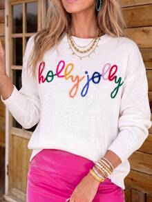 Women's Holly Jolly Elegant Sweater, Winter Clothing - White - View 4