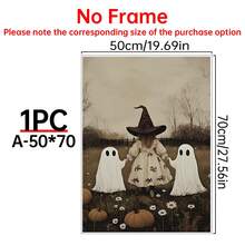 1/6pcs Vintage Ghost Halloween Gallery Wall Decor Set, Whimsical Autumn Halloween Decorations, Kids Room Wall Art Prints, Home Wall Decor Art - Multicolor - View 18