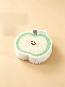 Cute Fruit Shaped Compressed Kitchen Sponge, Cartoon Apple Persimmon Eggplant Cleaning Sponge, Absorbent Soft Dish Brush, Suitable For Pots Bowls Sink - A - View 7
