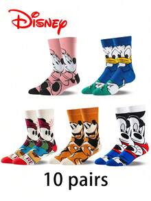 1/5/10 Pasang Kaos Kaki Pria Disney Minnie & Mickey Nyaman Setengah Betis Gaya Halloween Hadiah untuk Pemakaian Sehari-hari - MultiWarna - View 16
