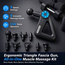 Alat Pijat Fascia Segitiga, Pijat Jaringan Dalam dengan 9 Kecepatan yang Dapat Diatur dan 9 Kepala Pijat yang Dapat Diganti, Relaksasi Otot Elektrik dengan Suara Rendah, Pegangan Ergonomis untuk Olahraga di Gym, Kantor, dan Latihan - beraneka warna - View 4