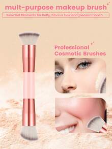 2/3/6pcs Pink Makeup Accessory Set, Dual-Ended Face Brush, Teardrop Blending Sponge And Triangle Velvet Powder Puff, Soft Reusable Foundation, Concealer And Setting Powder Tools - Multicolor - View 2