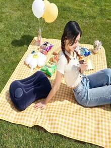 2PCS. Picnic Mat + Press-Type Inflatable Pillow Outdoor Camping Travel Combo Set - Multicolor - View 4