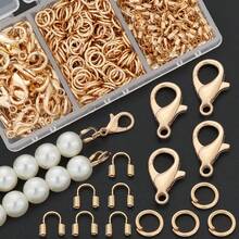 200pcs DIY Jewelry Parts Set Including Closed Jump Rings, U-Shaped Clasps, Lobster Clasps, Suitable For Handmade Weaving DIY Jewelry, Necklaces, Bracelets, Bag Charms, U-Shaped Positioning Line Tubes, Pendant Chain End Clasps, DIY Jewelry Making Materials - Lobster Claw Clasp & Jump Ring & U-shaped Clasp - View 10