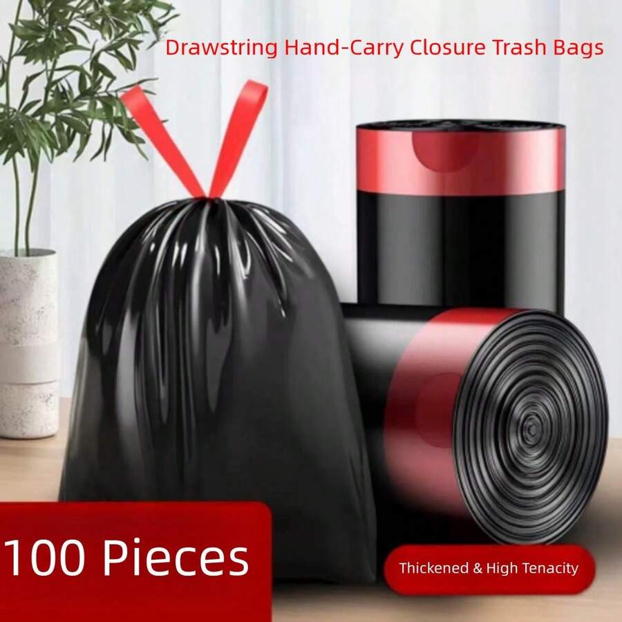 100pcs Black Roll Disposable Trash Bags, Puncture-Resistant & Tear-Proof, Easy-Pull Design For Quick Disposal, Home, Kitchen, Wet Food Waste, Dorm, Apartment, Bedroom, Store, Office Waste Sorting & Storage, Practical Mother's Day Home Life Gift - A - View 1