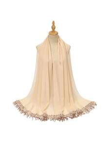 1pc Women's Sequin Tassel Chiffon Long Scarf Shawl For Party, Banquet, Outerwear - Multicolor - View 5