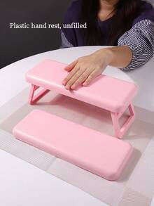 Foldable Nail Pillow With Heightening Design, Built-in Nail Lamp, Plastic Armrest Pad For Nail Salon, Simple Style Hand Desk Pad, Light Luxury Nail Accessory Support Bracket, Portable And Foldable - Pink - View 3
