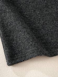 Women's And Girls' Fashion Off-Shoulder Long Sleeve Sweater, Mid-High Neck Pullover, Suitable For Autumn/Winter Wear - Black - View 7