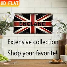 2D Flat, 1pc Vintage England Flag Metal Wall Plaque - 12x6 Inch Decorative Sign With "England" Text, Distressed Black And Red Design, Suitable For Bar, Cafe, Restaurant, Home Decor (Random Style) - A - View 6