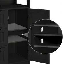 Estantería ajustable, blanca, aparador multiusos con doble organizador de almacenamiento, cocina, sala de estar, ahorro de espacio | Estantería ajustable aparador multiusos con doble organizador de almacenamiento gabinete de cocina sala de estar ahorro de espacio GD3M - Negro - Ver 5