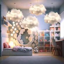 1件白色極簡雲朵造型壁掛裝飾品，省空間雲朵飾品，適用房間牆面裝飾與派對場地布置，免工具安裝 - 彩色 - 查看 4