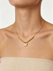 1pc Fashionable Personalized Design Necklace Pendant With Tassel, Versatile Women's Collarbone Chain - Butterfly - View 2