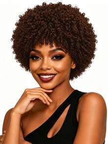 8 Inch Fluffy Spiral Curl Wig, Natural Styling, Voluminous And Shaped, Suitable For All Women's Daily Wear And Party Celebrations - Light Brown - View 4