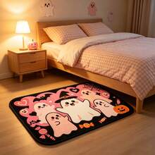 Autumn Halloween 3 Ghost Bathroom Mat, Bathroom Rug, Floor Mat, Area Decor Rug, Doormat, Autumn Gift, Faux Cashmere Printed Rug With Bat, Pumpkin, Ghost Pattern, Halloween Gift, All Saints' Day Decor, All Saints' Day Gift, Cute Halloween Welcome Mat, Entryway Rug Suitable For Front Door, Indoor And Outdoor, Ghost Season Decor - Cute Ghost - View 8