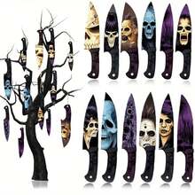 12pcs Horror Knife Decorations - Gothic Halloween Hanging Decor, Suitable For Haunted House, Trees, Windows, Walls - No Power Required, Thrilling Party Decor, Skull Theme Design, Exquisite Craftsmanship, Durable Wooden Props, Home Decor - Multicolor - View 6