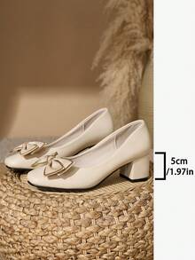 Women's High Heel Shoes With Bow Knot, Glamorous PU Leather Applique, Fashionable Party Shoes For All Seasons - Apricot - View 7