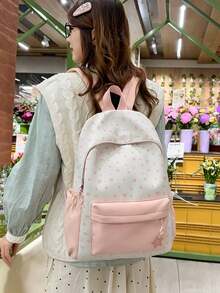 Women's Striped Print Backpack, Student School Bag, Waterproof Casual Backpack, Multi-Pocket Design, Suitable For School And Weekend Travel - Multicolor - View 20