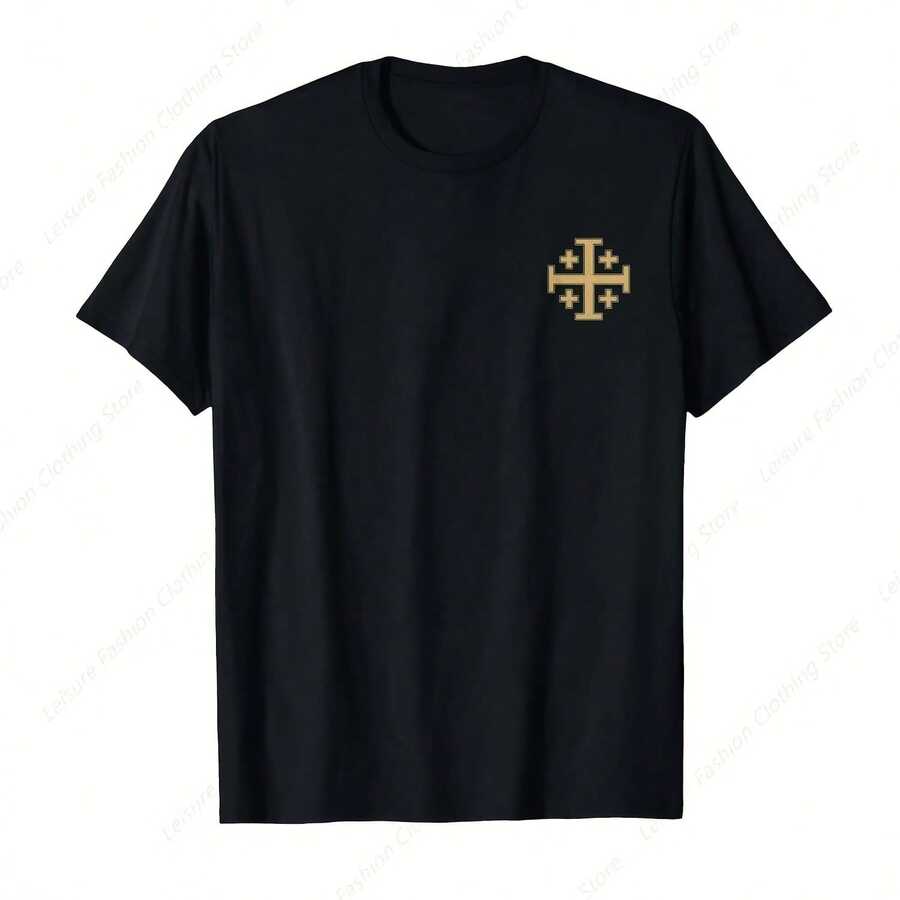 JERUSALEM CROSS FIVE-FOLD CROSS KNIGHT'S TEMPLAR T-Shirt - 黑色 - 查看 1