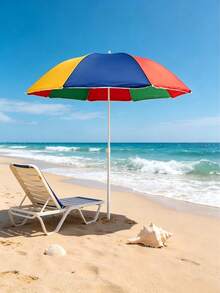 1 Piece Sun Umbrella, Made Of Waterproof And Sun-Proof Fabric With Wide Coverage; Sturdy Umbrella Pole With Adjustable Angle, Suitable For Multiple Scenarios Such As Camping And Beach Leisure - A - View 1