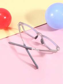 1 Pair Kids Fashion Dual-Color Silicone Non-Prescription Glasses, Suitable For 3-12 Years Old Boys And Girls, Versatile Style, Personalized Photo Posing, Comfortable And Ultra-Lightweight - Grey - View 5