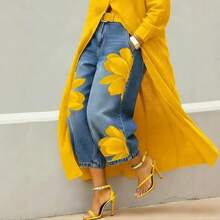 Women Jeans - 金色 - 查看 2
