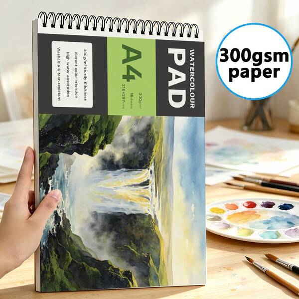 Back To School Season Full Series A4/A5 Watercolor Sketchbook 300g Thick Textured Watercolor Paper 16 Sheets Natural Landscape Printed Cover Watercolor Sketchbook Water-Resistant, Tear-Resistant Painting Notebook Suitable For Students, Teenagers, Adults, Painting Beginners Campus Art Supplies Essential Item For New Semester Art Class,Enhancing Creativity, Beautifully Designed