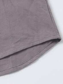 Set Kemeja Lengan Pendek dan Celana Pendek Polos Kasual Pria untuk Sehari-hari - Dusty Purple - View 6