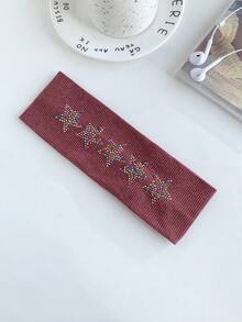 1pc Retro American Rhinestone Star Wide Elastic Headband, Fashionable Sports Headband For Women,Travel,Birthday - Multicolor - View 37