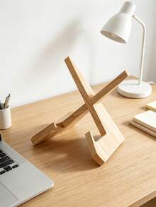 1pc Multi Tone Solid Wood Slouchy Reading Stand, Foldable Adjustable Recipe Book & Display Holder In Minimalist Design, All Season Household Decor Item For Adults, Suitable For Kitchen Bedroom Study Desk Storage Organizer Desktop Ornament - Multicolor - View 3