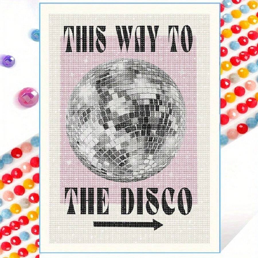 1pc 5D DIY Diamond Painting Disco Sign, Shiny Diamond Painting Tool Set, Suitable For Party Room, Bar Or Dance Hall Wall Decor