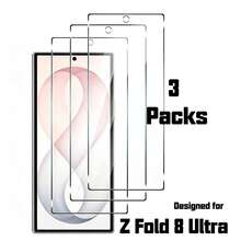 3pcs Tempered Glass Screen Protector For Samsung Galaxy Z Fold 8 Ultra [Front Screen Only] Bubble-Free 9H Hardness, Supports Fingerprint Unlock And Face Recognition - Clear - View 8