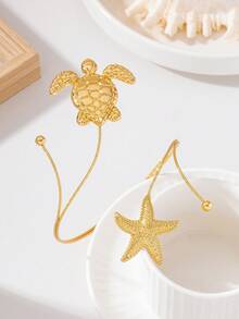 1pc Novelty Interesting Vintage Romantic Ocean Beach Vacation Style 3D Turtle Anklet, Women's Foot Jewelry For Summer Outings, Gift - Gold - View 5
