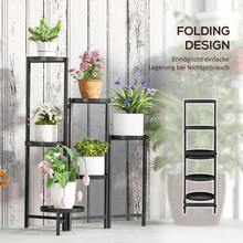 6-Tier Plant Stand With Trays, Foldable Indoor Flower Stand, Metal Plant Shelf, Multi-Tier Flower Rack, 80 Cm High, Plant Ladder, Flower Column For Garden And Balcony, Black - Black - View 5