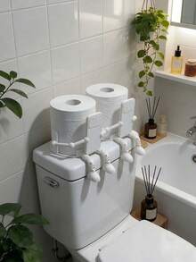 Creative Human-Shaped Toilet Paper Holder, Unique Phone-Holding Pose Toilet Paper Holder With Movable Legs And Fun Sitting Position, Suitable For Bathroom, Bedroom And Living Room Storage And Decoration - Multicolor - View 10