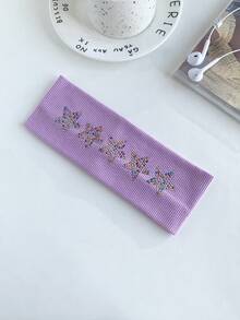 1pc Retro American Rhinestone Star Wide Elastic Headband, Fashionable Sports Headband For Women,Travel,Birthday - Multicolor - View 35