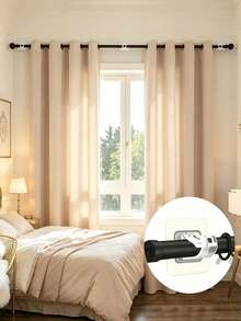 4pcs Auxiliary Hooks, No-Drill Curtain Rod Bracket Set, Self-Adhesive, Curtain Rod Hooks, Curtain Rod End Caps, Curtain Rod Clips, Fixed Adhesive Bracket Clips, Telescopic Rod For Door Curtain No-Drill Installation, Suitable For Fashion Home Decor, Practical Hooks, Adjustable Wall Hooks, Bedroom Living Room, Suitable For Kitchen, Bathroom, Home Essential - Multicolor - View 2