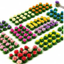 15 Peças Mini Tufos de Grama Estática com Aglomerados de Flores Coloridas, Kit de Modelo de Cenário Floral em Miniatura, Acessórios de Paisagem DIY para Modelos Militares de Wargaming, Layouts de Ferrovias de Trem, Jardins de Fadas de Casa de Bonecas, Decoração de Artesanato de Micro Paisagem - Multicolorido - Visão 1