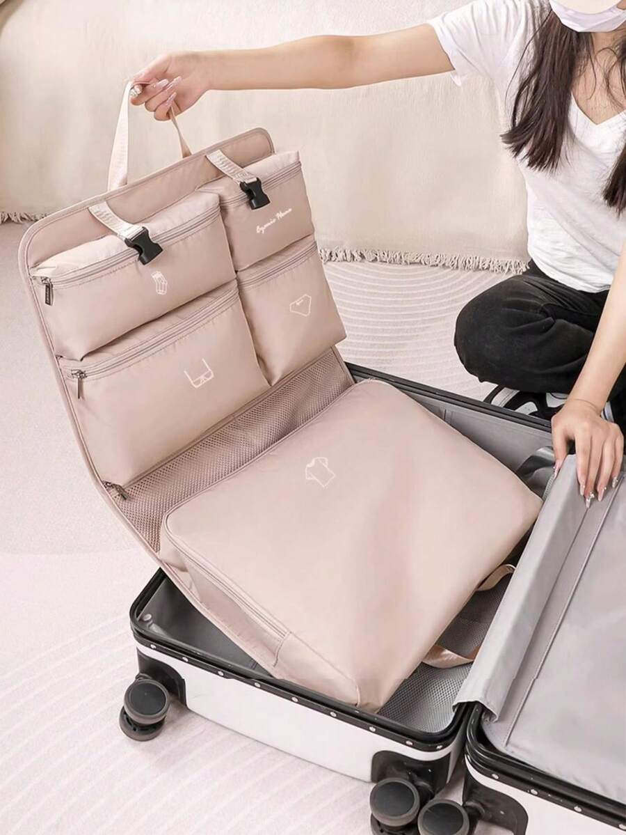 7格旅行收納袋,行李內衣與衣物收納袋,抽繩開口掛式收納袋 - 彩色 - 查看 1