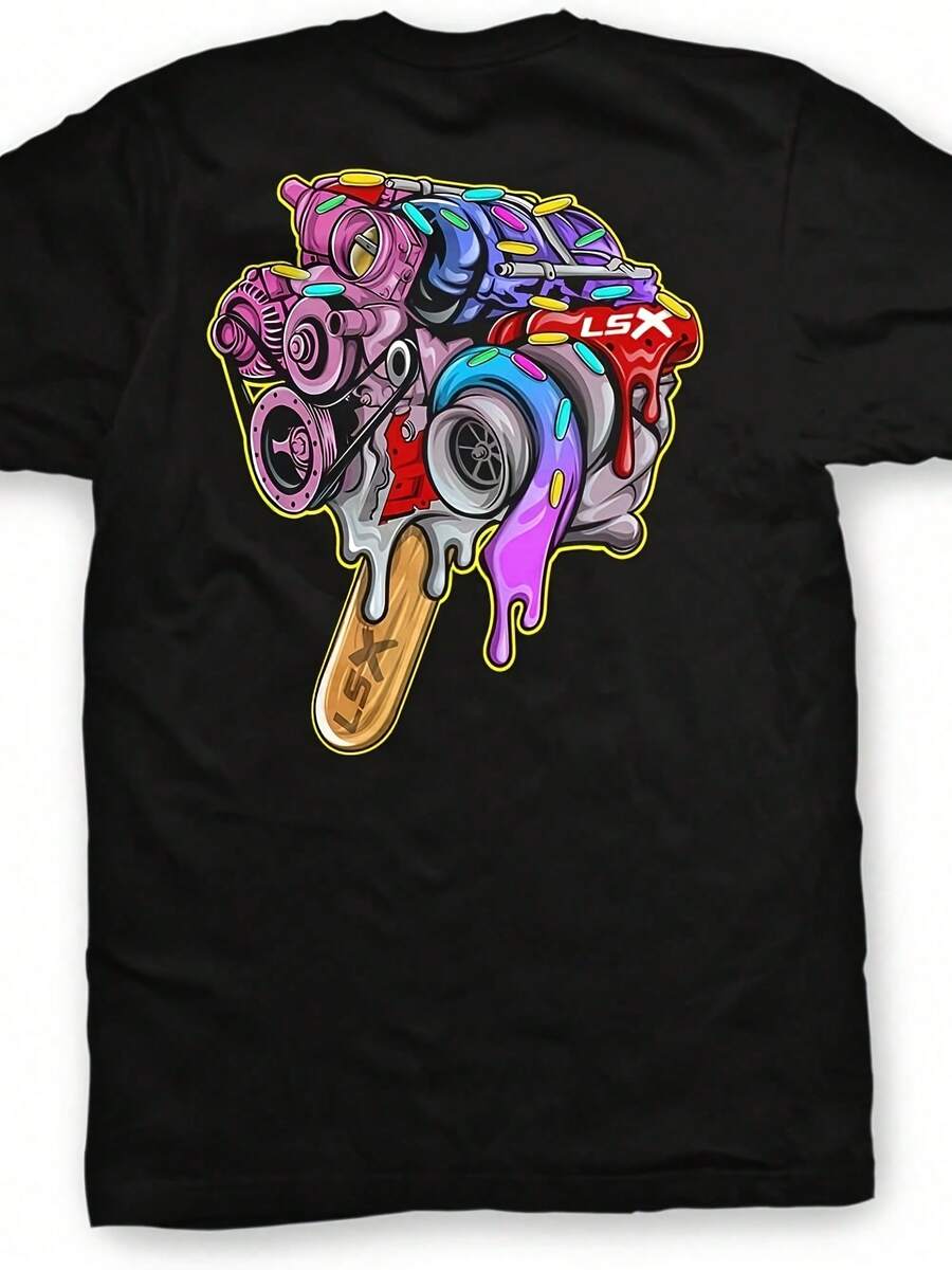 LSX Hotrods&Musclecars Popsicle Motor Racing T-Shirt - Black - View 1