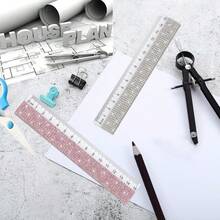 Regla de plástico transparente con strass, escala creativa de 16 cm, herramienta de dibujo y arte, papelería para estudiantes - Multicolor - Ver 1