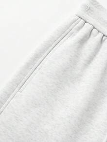 1pc Men's Gray Drawstring Wide Leg Sweatpants, Soft Skin-Friendly Knitted Fabric, Comfortable And Soft, Elastic Drawstring Waist Fits Various Waist Sizes, Machine Washable, Lazy Casual Style For Home, Daily Commute, Streetwear - Light Grey - View 5